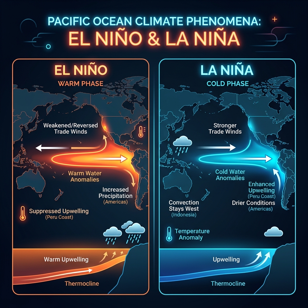 Comparación de El Niño y La Niña - ClimaYa
